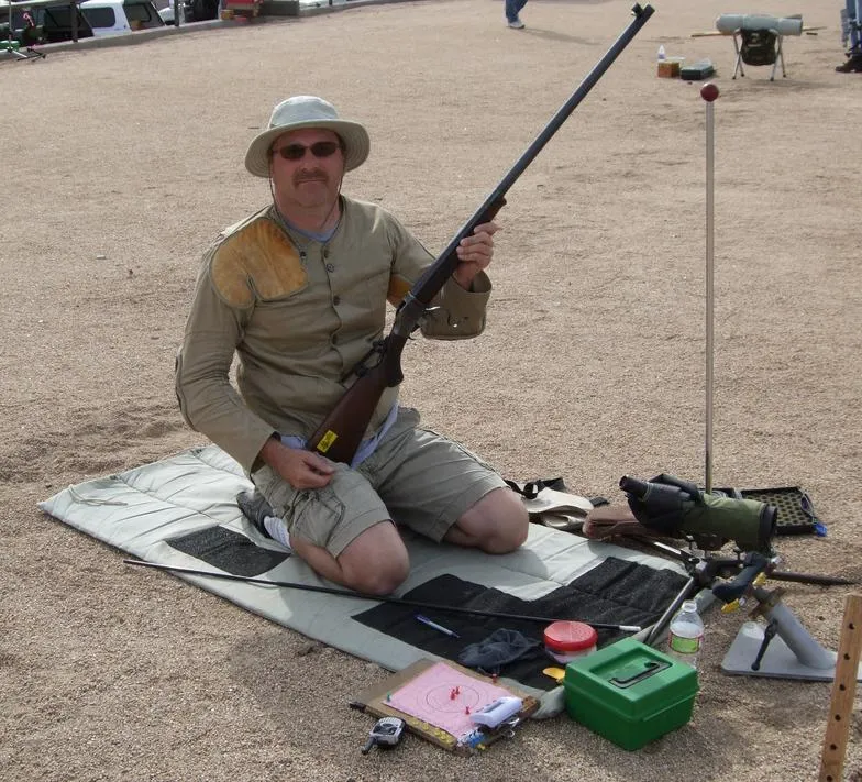 Eron Ahmer on the firing line with a long range target rifle